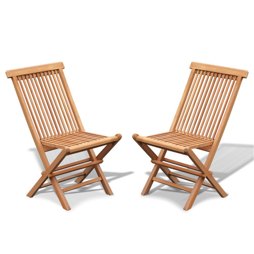 SunriseOutdoorLTD 2 Pack Golden Teak Wood Outdoor Folding Chair Patio